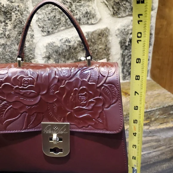 Patricia Nash Deep Red Embossed Leather Satchel - Picture 8 of 16